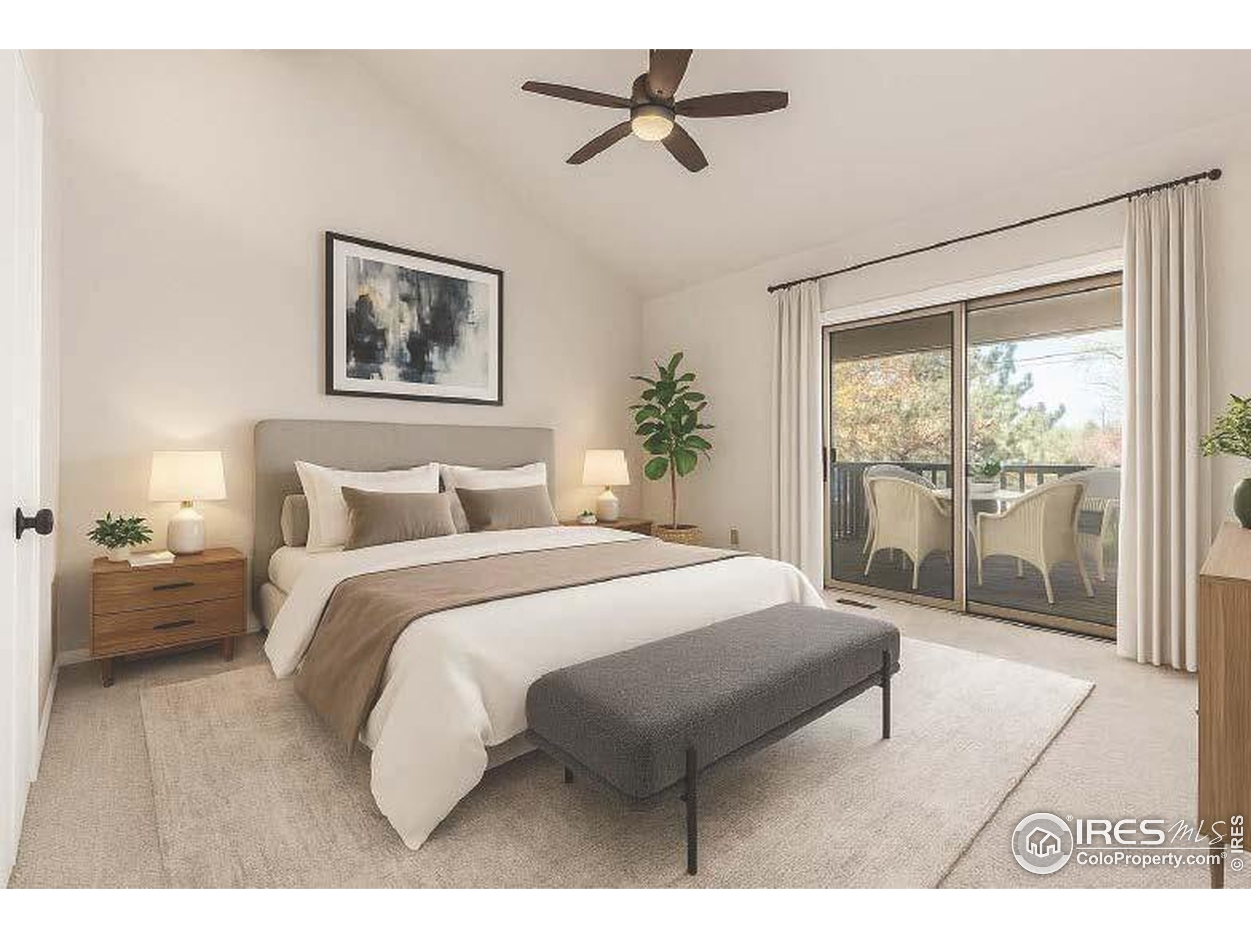 4415 Laguna Place, Unit 201 Boulder, CO 80303 - Photo 23 of 38 a spacious bedroom with a bed painting on wall and a large window