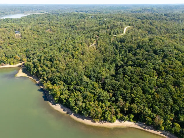 a view of a lake with a city