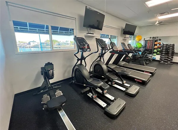 a view of a room with gym equipment