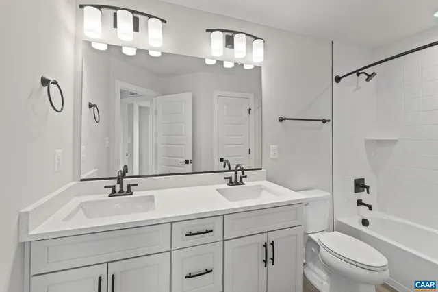 a bathroom with a bathtub