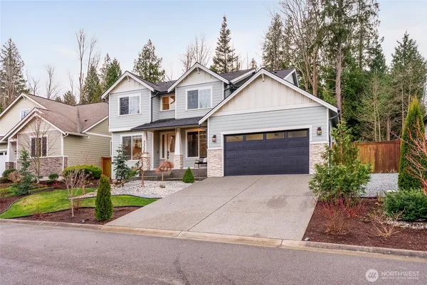 a front view of a house with entertaining space