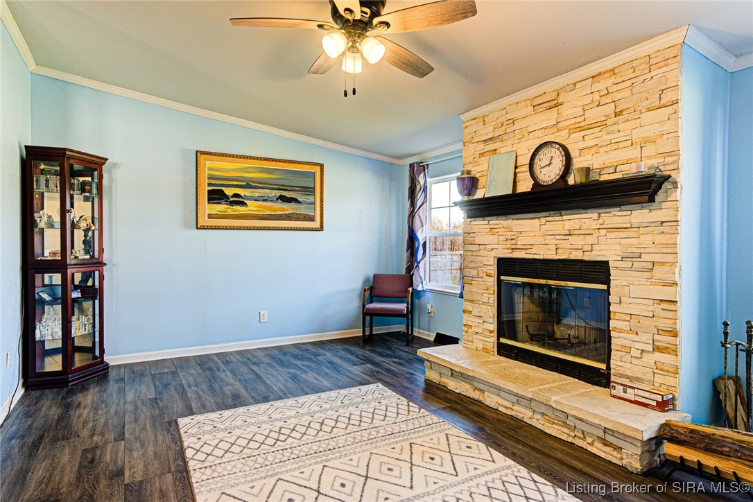 7227 Tunnel Mill Road Marysville, IN 47141 - Photo 12 of 43 Family room with wood-burning fireplace
