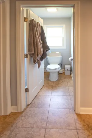 a view of a garage with storage