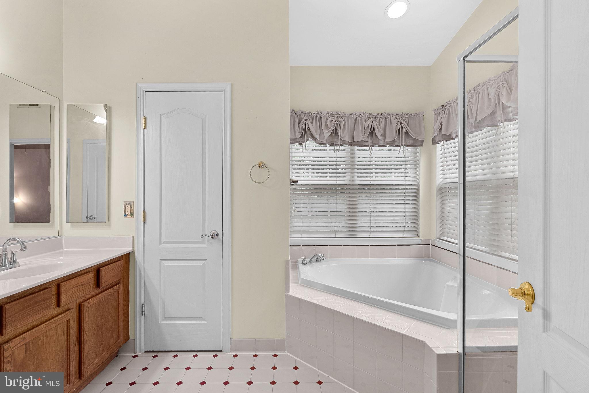 13574 Big Boulder Road Herndon, VA 20171 - Photo 33 of 45 a bathroom with a bathtub a shower a sink and a mirror