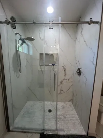 a bathroom with a shower