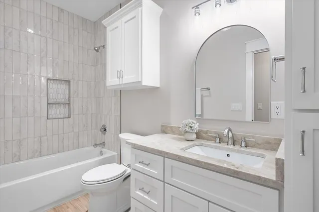 a bathroom with a toilet and a bathtub