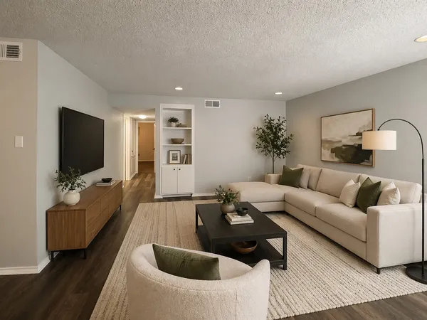 a living room with furniture and a flat screen tv