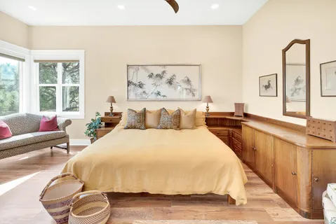 a lake view with beach