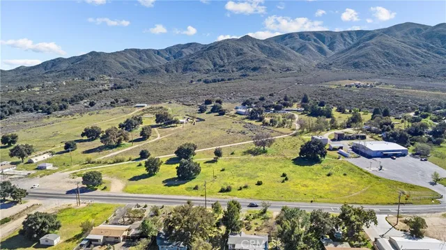 a view of a swimming pool with a mountain