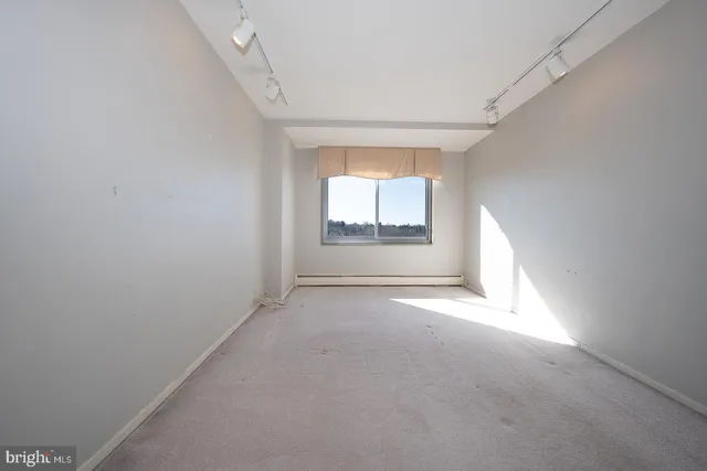 a view of walk in closet with empty racks