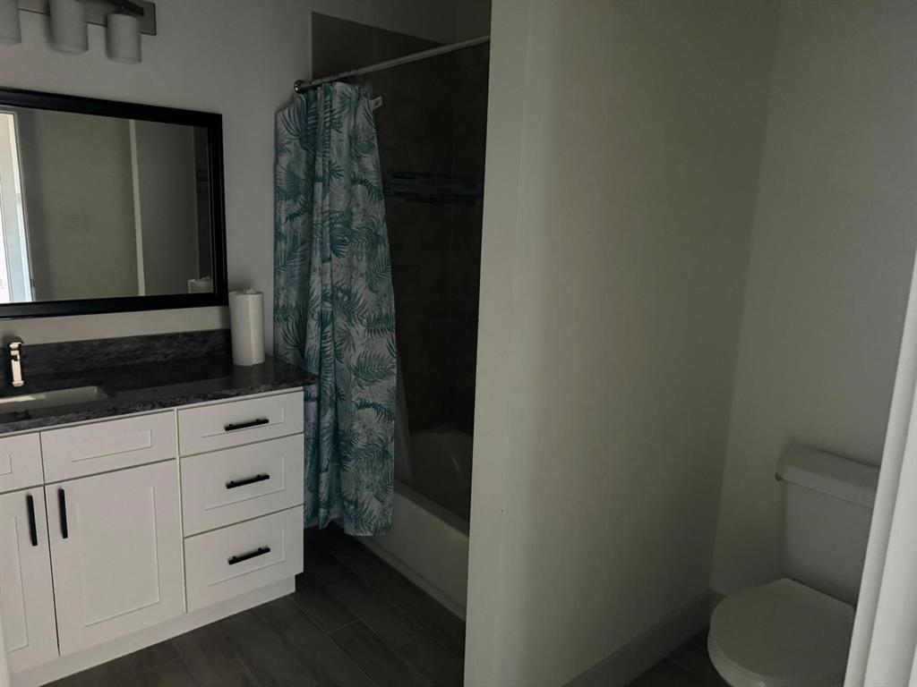 6043 Rivendell Drive Frisco, TX 75035 - Photo 19 of 21 a bathroom with a granite countertop sink toilet and shower