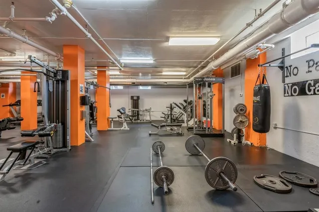 a view of a room with gym equipment
