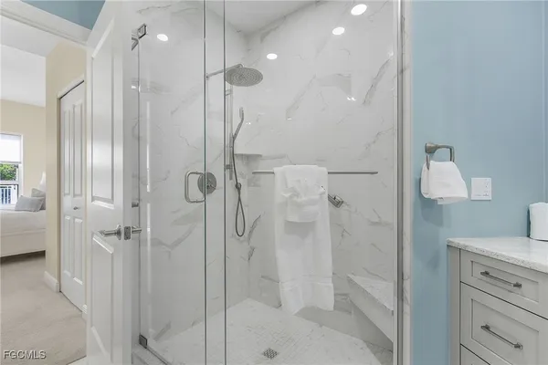 a bathroom with a shower