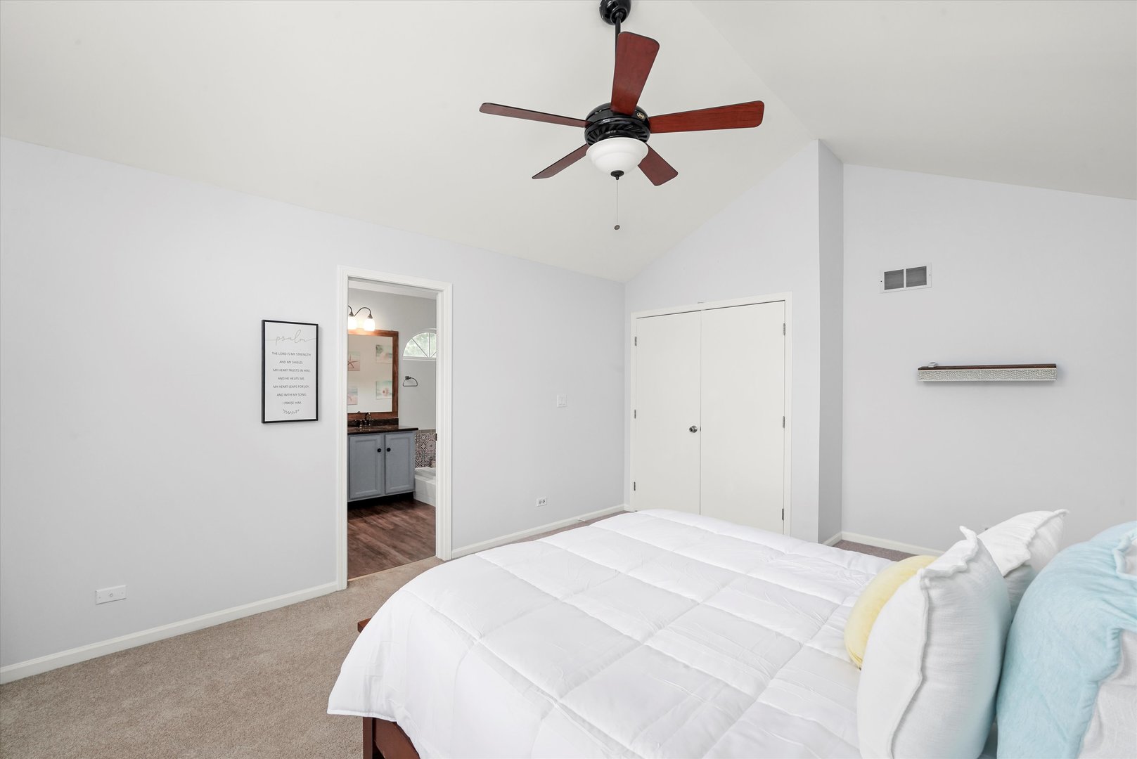 167 Forestview Court Aurora, IL 60502 - Photo 20 of 48 a bedroom with a bed and a ceiling fan