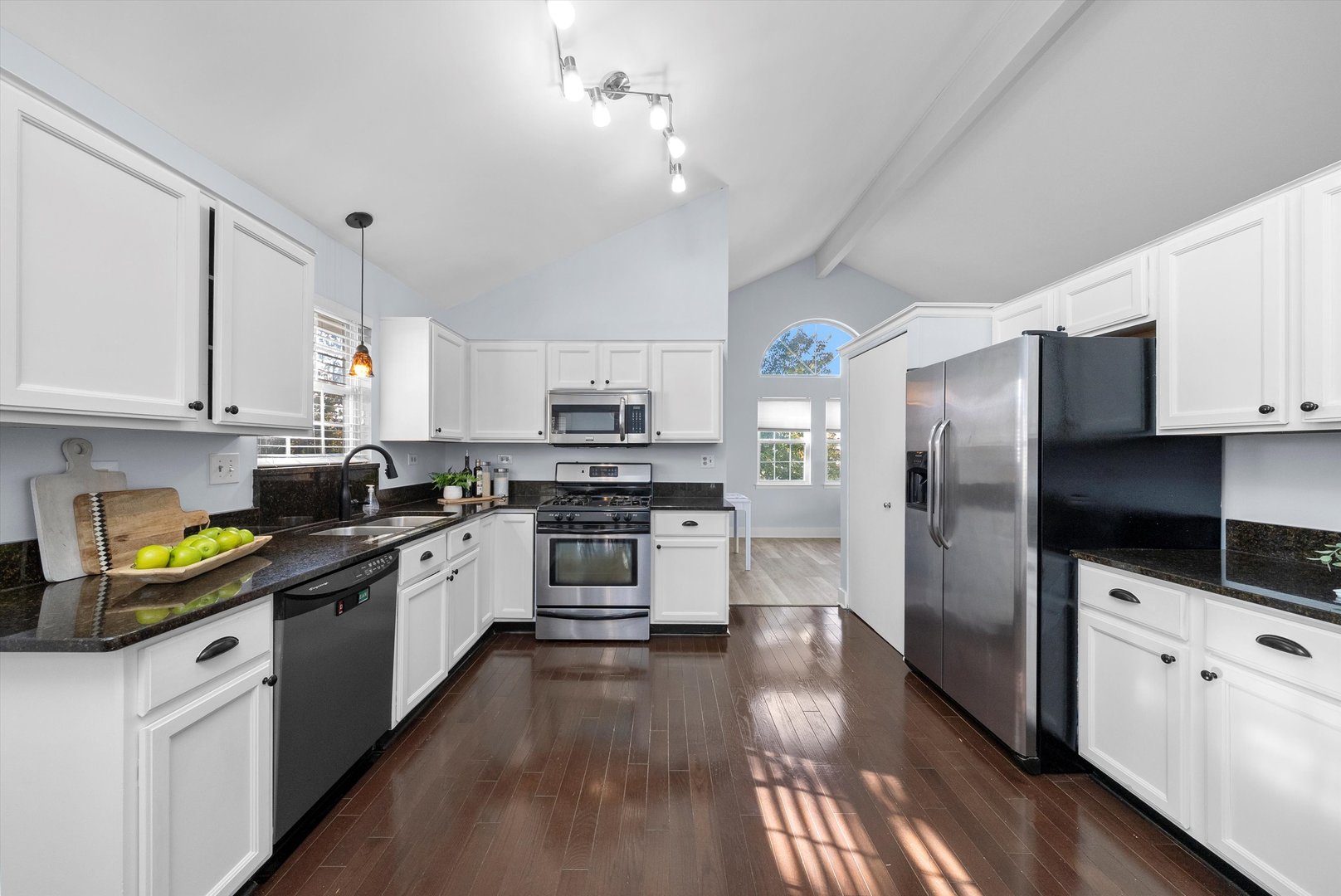 167 Forestview Court Aurora, IL 60502 - Photo 7 of 48 a kitchen with stainless steel appliances a stove a sink cabinets and a counter space