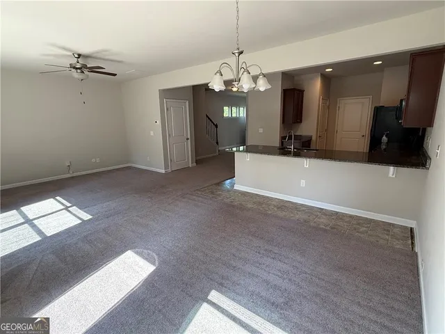 a view of a livingroom with a chandelier