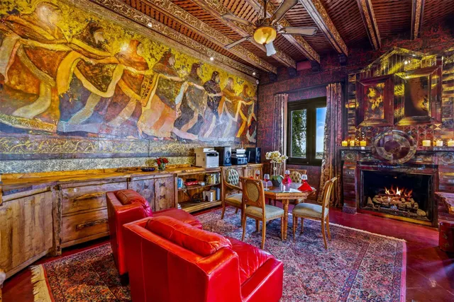 a front view of a building with an outdoor space