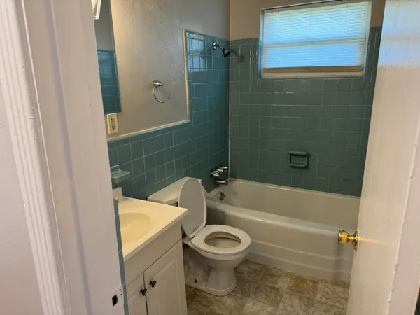 a bathroom with a toilet and a bathtub