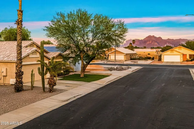 a view of street with houses