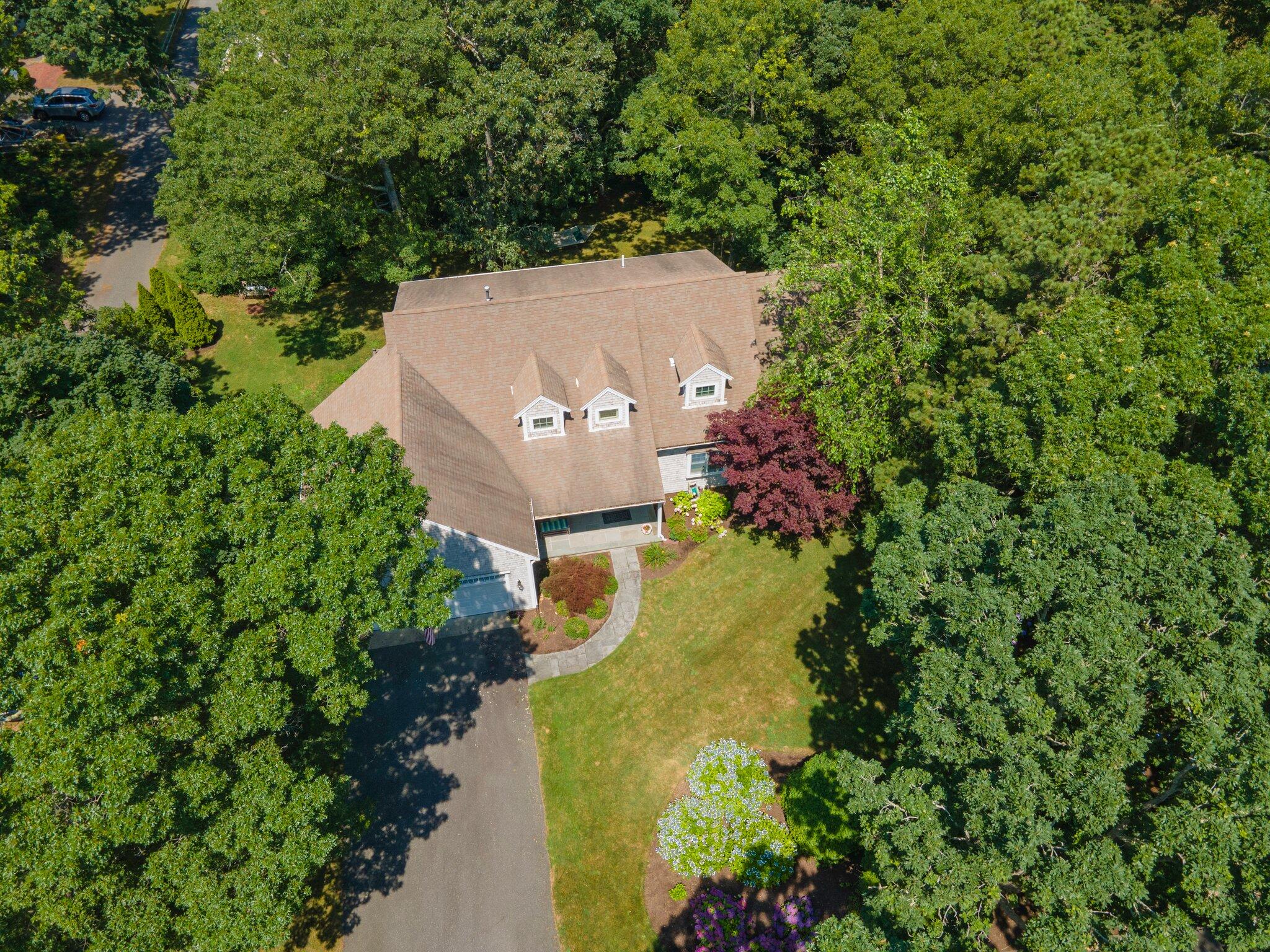 35 Angus Way Centerville, MA 02632 - Photo 56 of 62 an aerial view of a house with a garden and yard