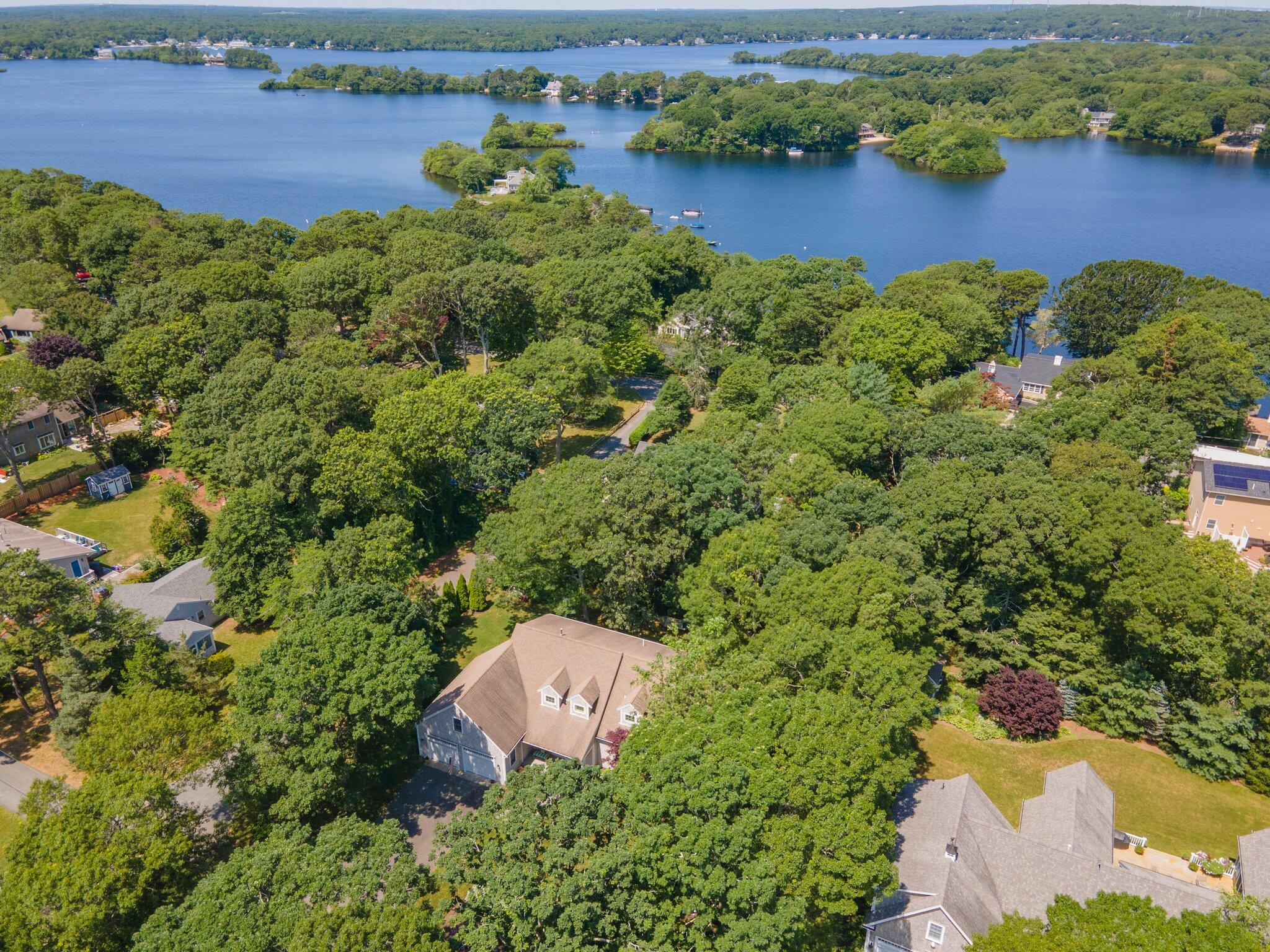 35 Angus Way Centerville, MA 02632 - Photo 57 of 62 an aerial view of a house with a yard and lake view