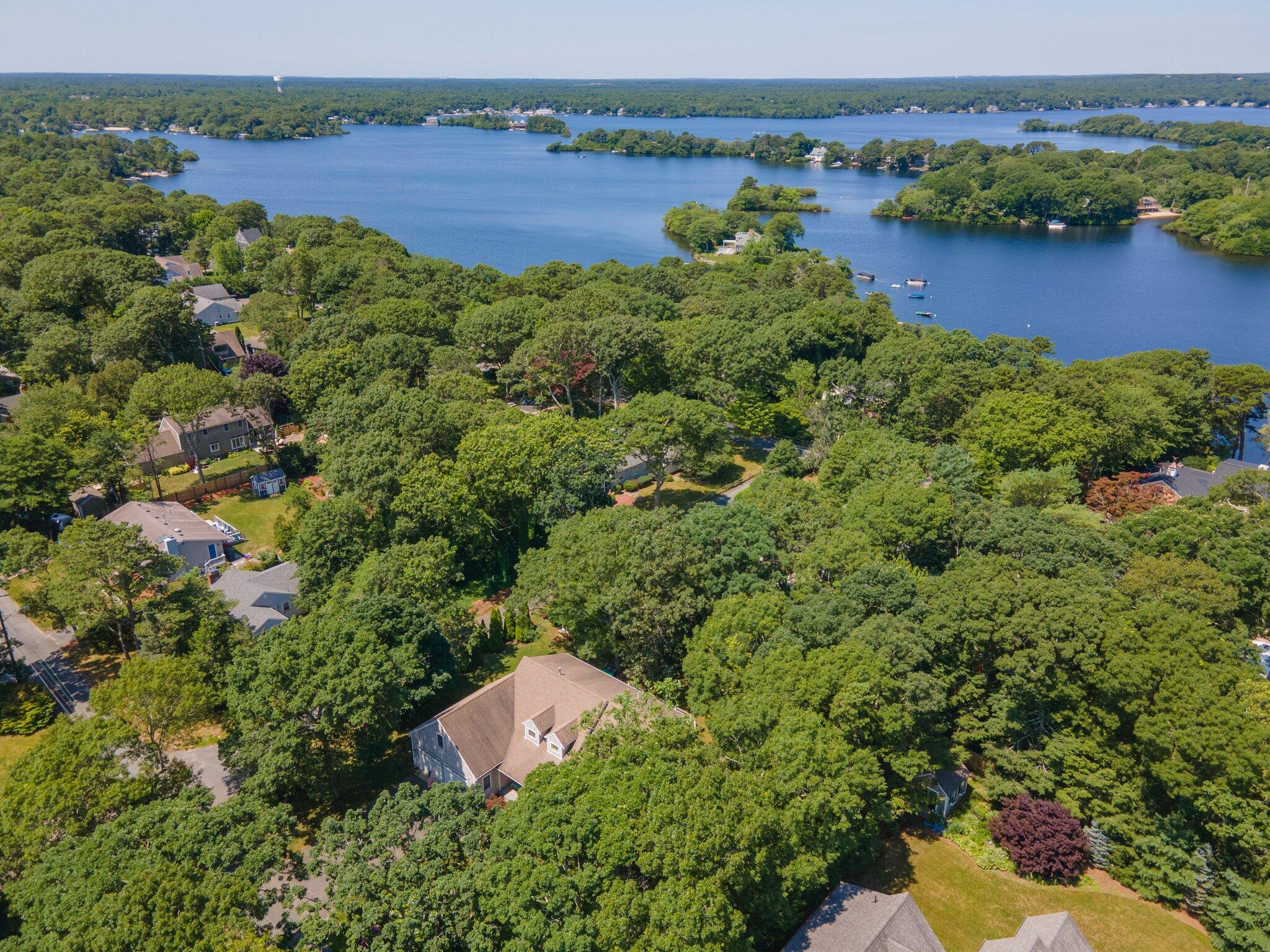 35 Angus Way Centerville, MA 02632 - Photo 58 of 62 an aerial view of a house with a yard and lake view