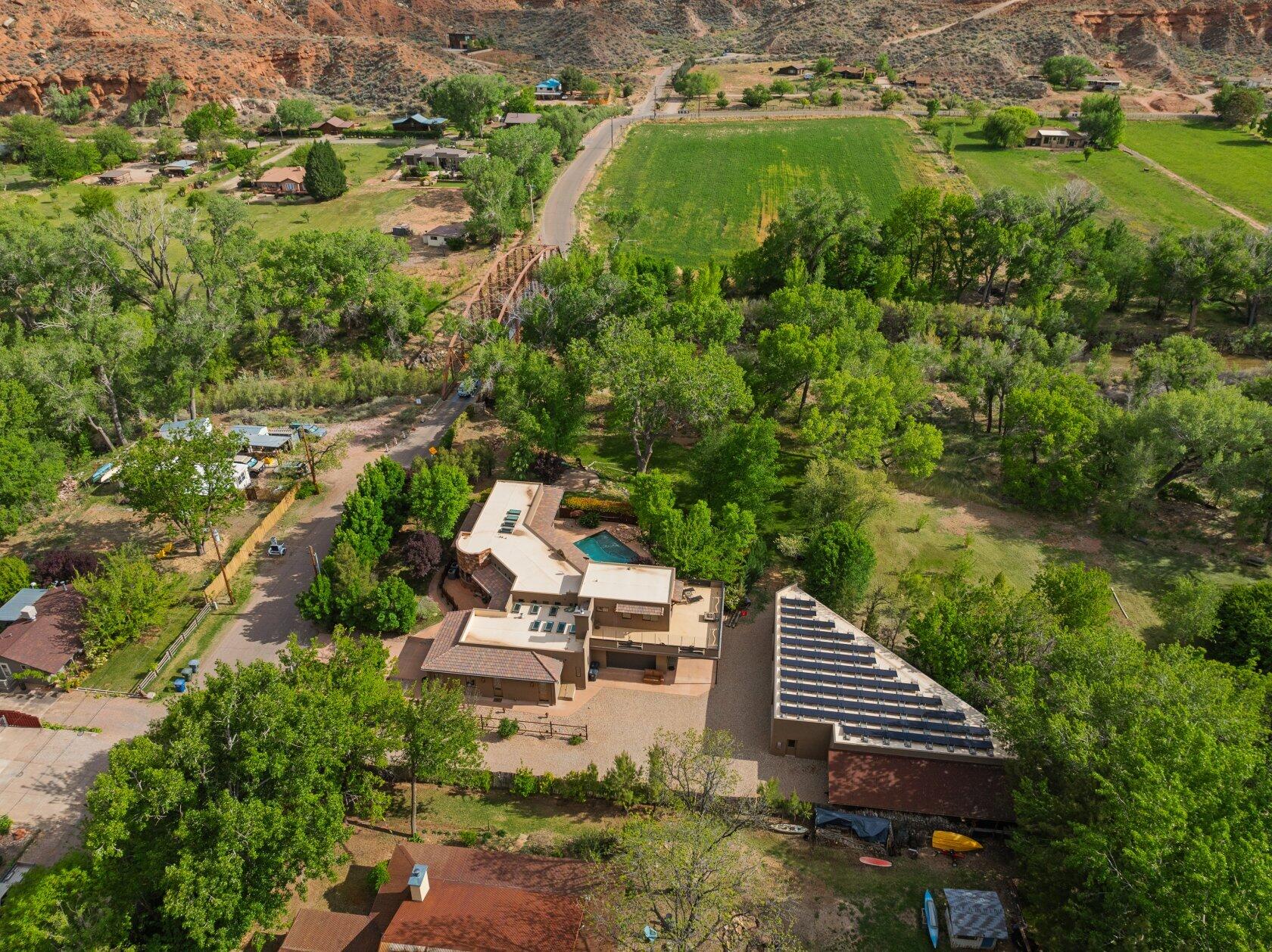 98 South Bridge Road Rockville, UT 84763 - Photo 70 of 80 Aerial View - Solar System on top of detached garage