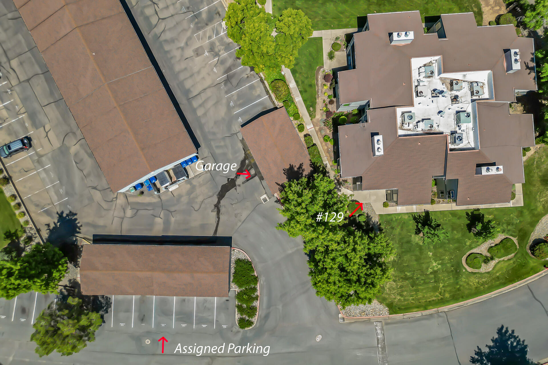 410 Ridgecrest Trail, Unit 129 Redding, CA 96003 - Photo 25 of 26 Aerial of unit and garage