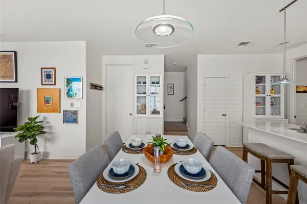 a living room with furniture and decor