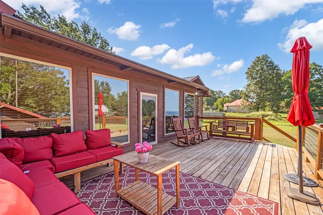 a building outdoor space with patio furniture