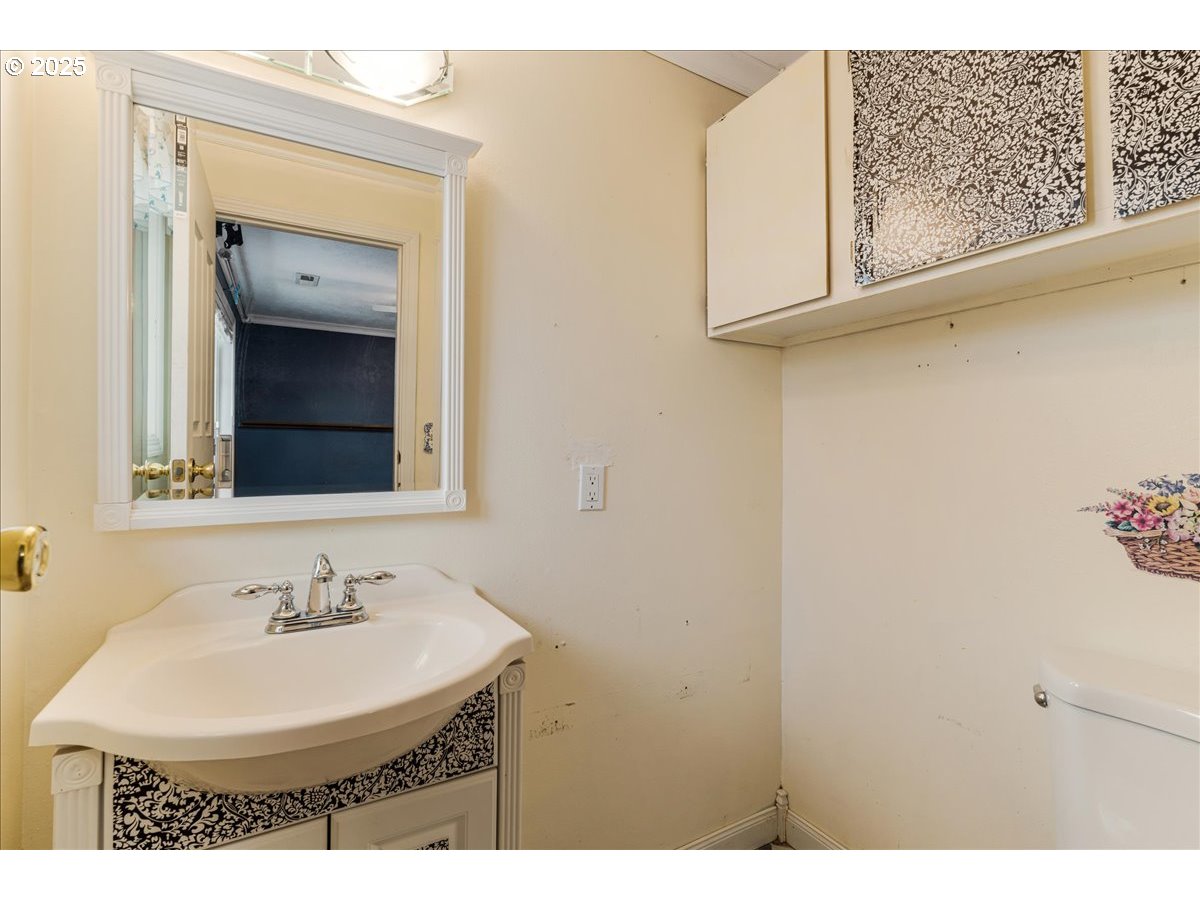 719 South Chehalem Street Newberg, OR 97132 - Photo 11 of 27 a bathroom with a sink and a mirror