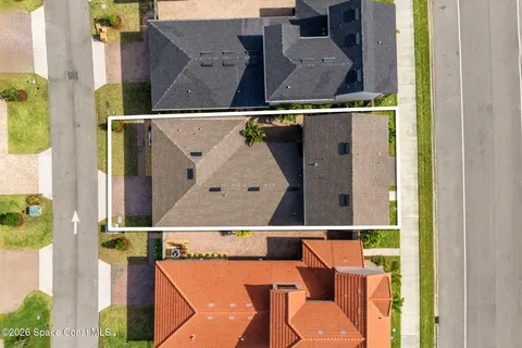an aerial view of a house