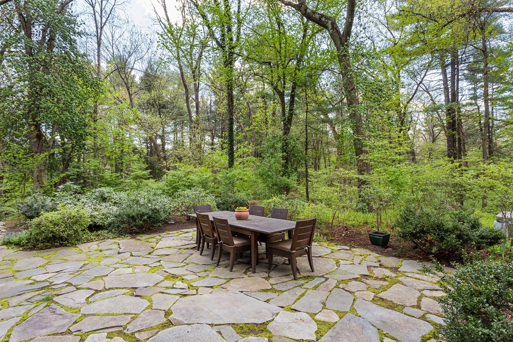 111 Captain Road Longmeadow, MA 01106 - Photo 27 of 30 a view of a backyard with table and chairs and potted plants