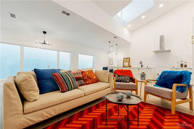 a living room with furniture