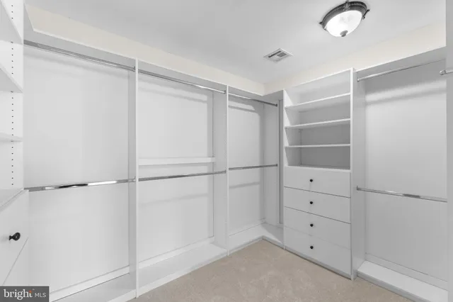 a view of an empty walk in closet