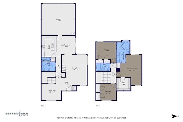 an aerial view of a kitchen