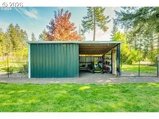a view of a back yard with green space