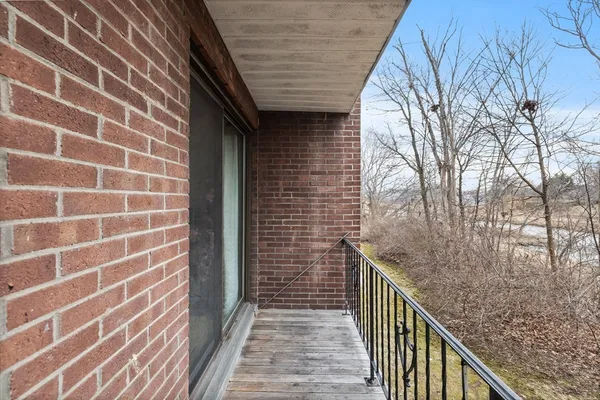 a view of wooden balcony