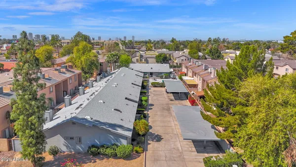 an aerial view of multiple house