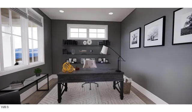 a view of a workspace and furniture