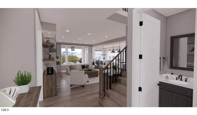 a view of living room and dining room