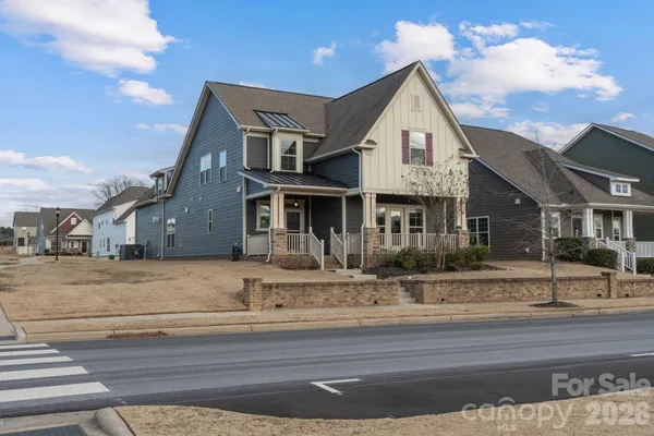 a front view of multiple houses