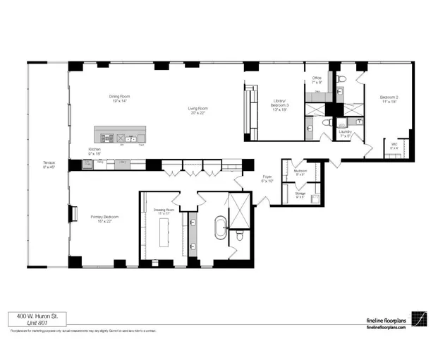 $2,295,000 | 400 West Huron Street, Unit 801, Chicago, IL 60654