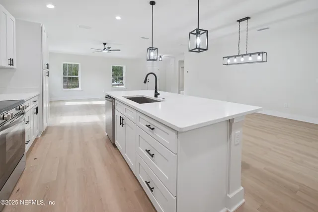 an empty room with windows