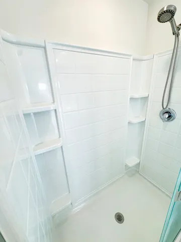 a bathroom with a shower