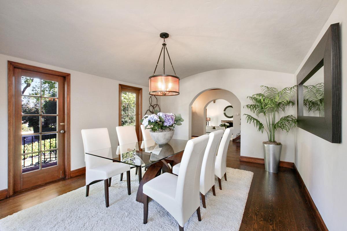 973 Baileyana Road Hillsborough, CA 94010 - Photo 10 of 35 a view of a dining room with furniture window and wooden floor