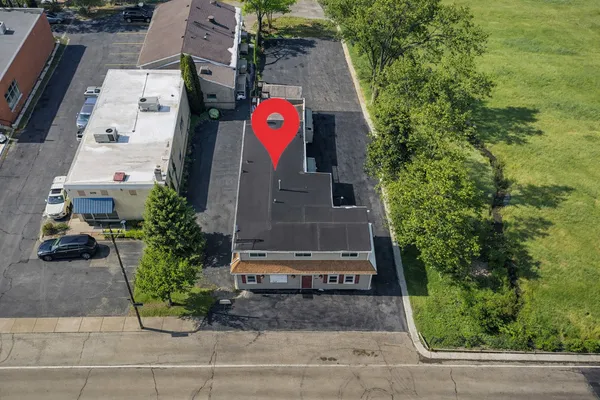 an aerial view of a house