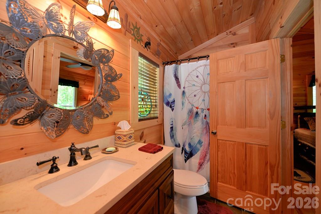 470 Bear Ridge Road Tuckasegee, NC 28783 - Photo 17 of 28 a bathroom with a sink toilet and shower