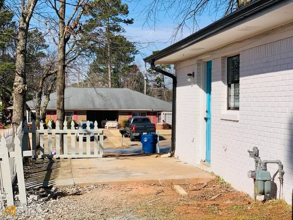 a front view of a house with patio