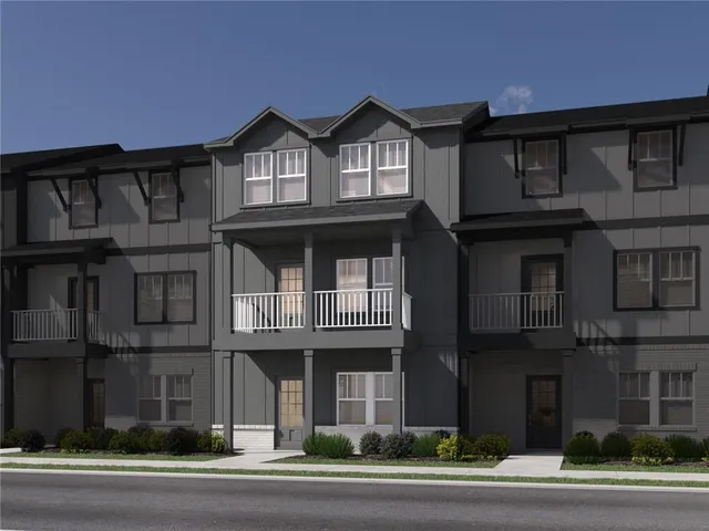 a front view of residential houses